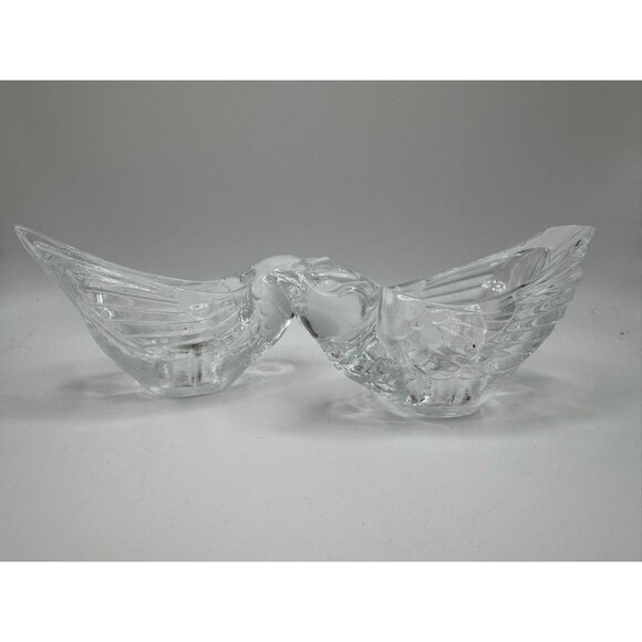 Set of 2 Cristal d'Arques 24% Lead BIRDS Candle Holder  France Crystal Art Glass - Picture 1 of 7